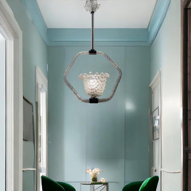 Murano Glass Barovier Light Pendant, 1940s For Sale - Image 3 of 11