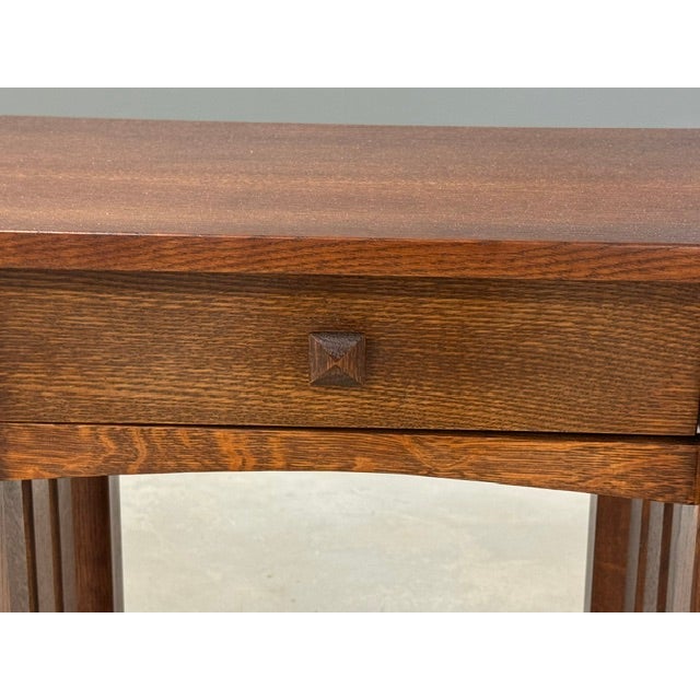 1990s Stickley Style Oak Nightstands - A Pair For Sale - Image 4 of 9
