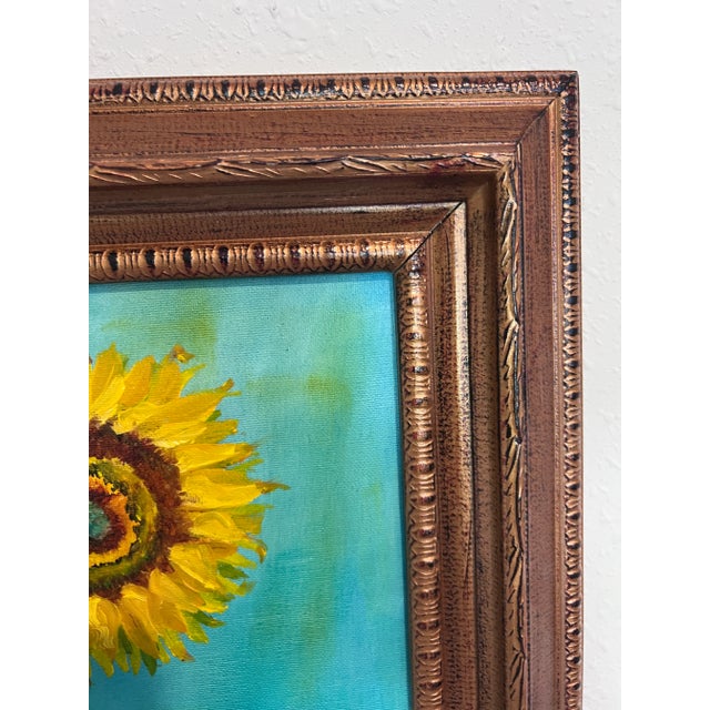 2020s Modern Sunflowers Still Life Acrylic Painting in Van Gogh Style Signed 2025 For Sale - Image 5 of 11