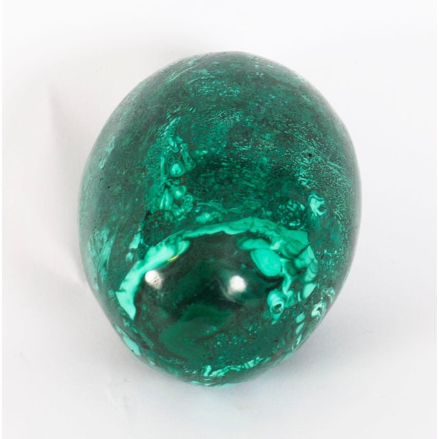 Antique Art Deco Russian Polished Malachite Egg and Stand, 1930s For Sale - Image 6 of 18