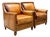 Vintage Nailhead Trim Leather Armchairs - Pair For Sale
