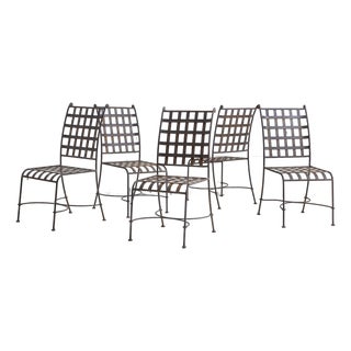 Florentine Style Wrought Iron Garden Chairs - A Set of 5 For Sale
