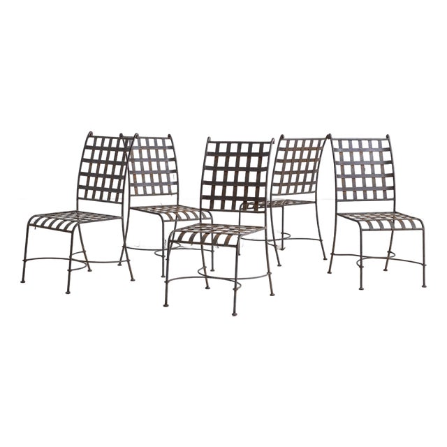 Florentine Style Wrought Iron Garden Chairs - A Set of 5 For Sale