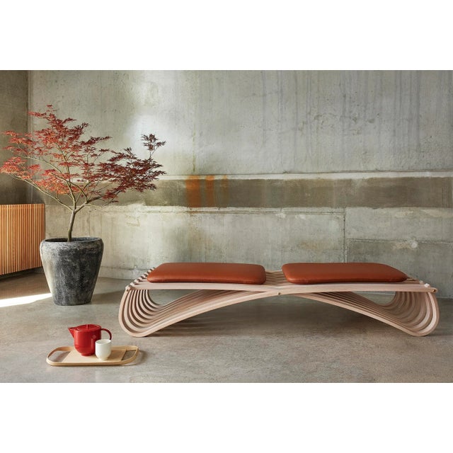 JUNDO daybed with white oiled beech base and with 2 cushions in cognac Optimo leather from Sorensen. Jundo is Japanese for...