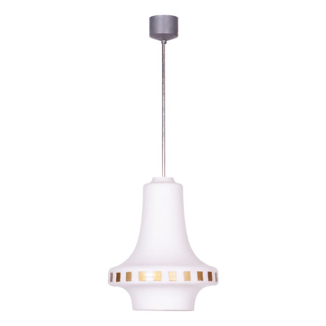 Mid-Century Chandelier in Chrome, Steel, and Opaline Glass, Czech, 1960s For Sale