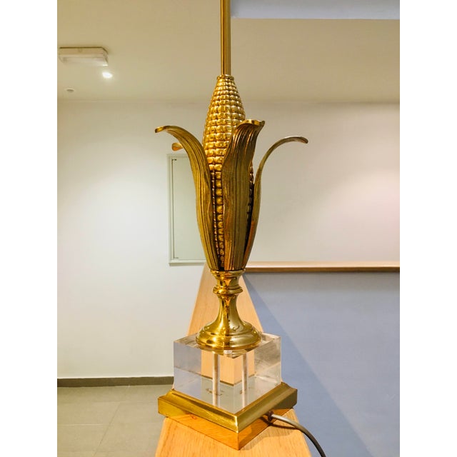 Maison Charles et Fils Brass Corn Lamp attributed Maison Charles, 1960s For Sale - Image 4 of 12