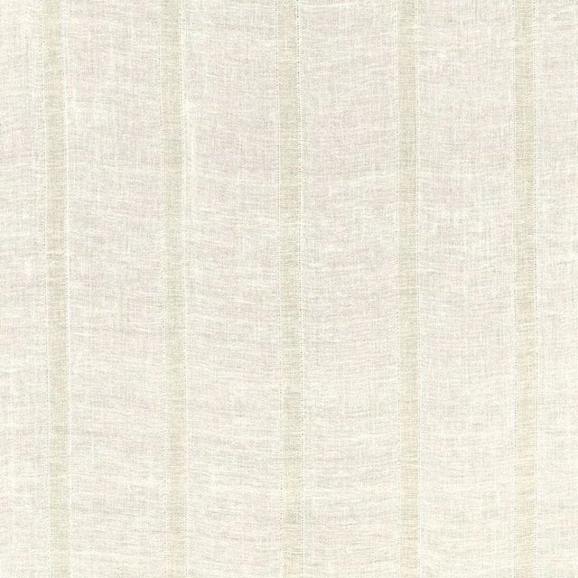 Sample - Schumacher Elba Linen Stripe Sheer Fabric in Ivory / Oat For Sale