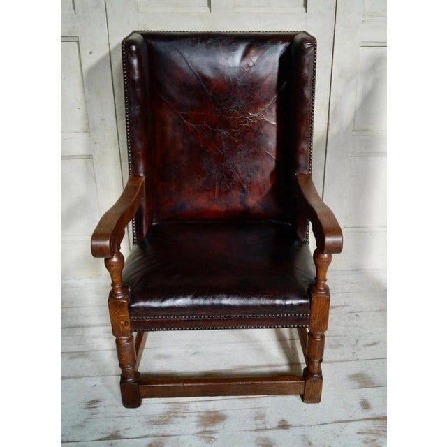 Early Victorian Oak and Leather Library Armchair, 1840 For Sale - Image 11 of 12