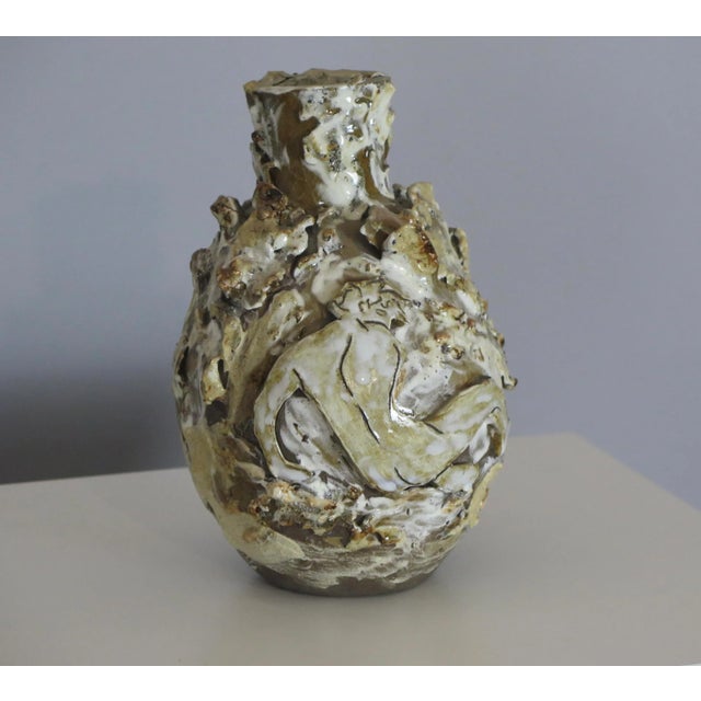 ‘Narciso’ Vessel by Gianfranco Briceño. One-of-a-kind, signed, and handmade by the artist in porcelain, chamotte, and...