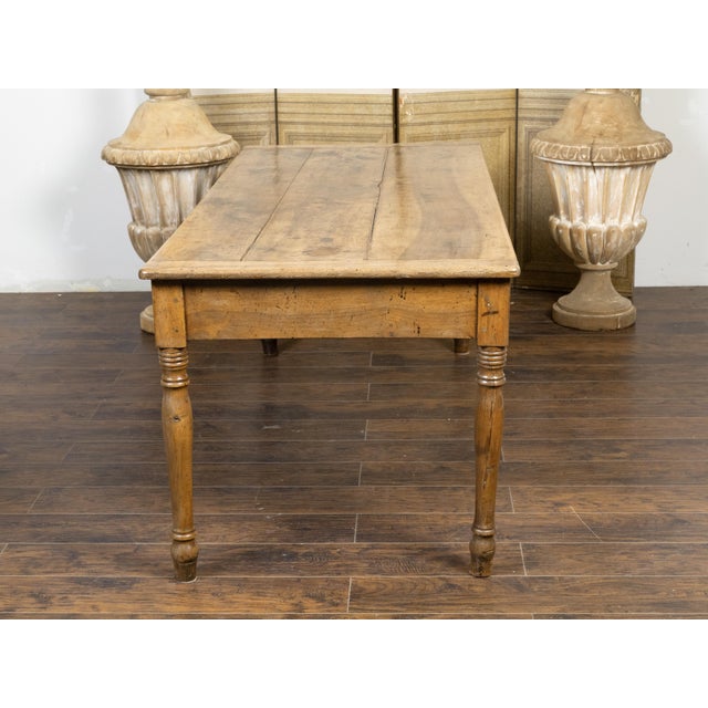 French 19th Century Walnut Farm Table with Turned Legs and Distressed Patina For Sale In Atlanta - Image 6 of 12