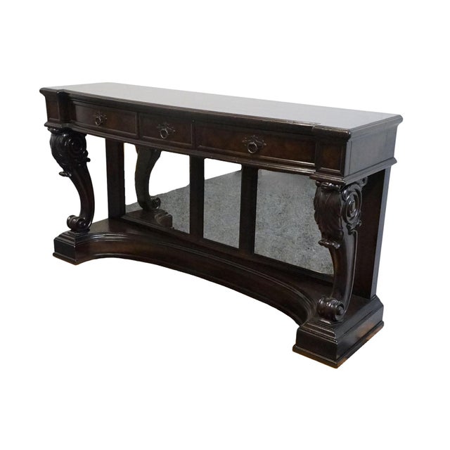 TOMMY BAHAMA Home Collection Walnut British Renaissance Revival 70" Mirrored Sideboard / Console Table 36.25" High 70"...