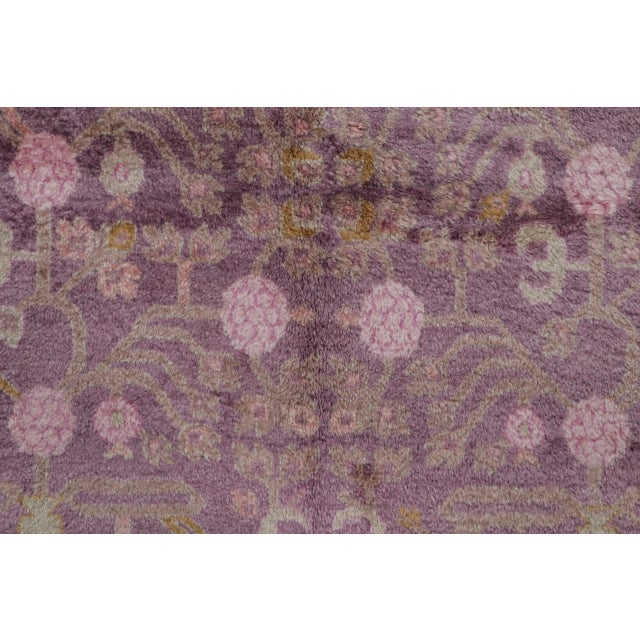 Traditional Rug & Kilim’s Modern Khotan Rug in Purple with Pink and Green Floral Patterns For Sale - Image 3 of 7