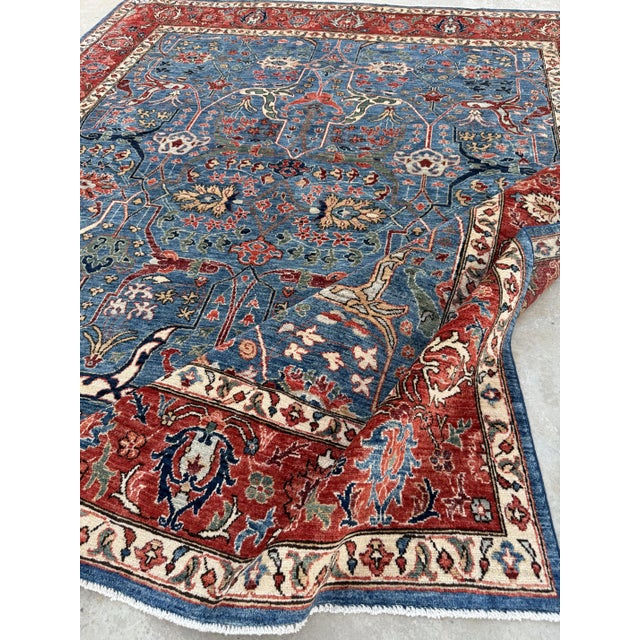 Vintage Blue Persian Sultanabad Hand-Knotted Rug, 10'00 X 14'00 For Sale - Image 6 of 9