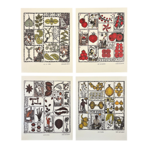 Four Prints. Original Art, Playing Card Theme, Food Art
