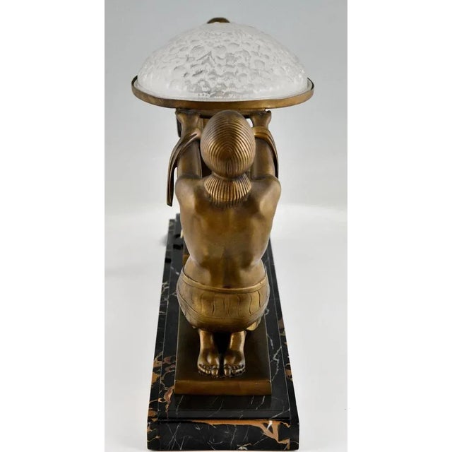 Stone Art Deco Table Lamp with Kneeling Women from Max Le Verrier, 1925 For Sale - Image 7 of 10