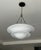Contemporary Matte White Layered Pendant Light | 4-Light Steel Shade Chandelier With Black Antique Brass Chain For Sale - Image 3 of 18