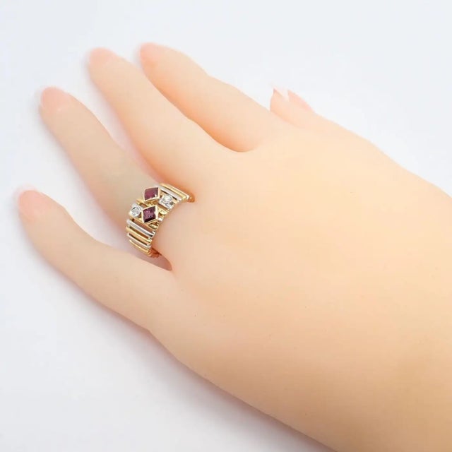 Van Cleef & Arpels Ruby Diamond Yellow + White Gold Ring, Size 6.5 For Sale - Image 11 of 11