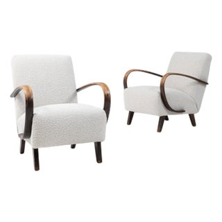 1950s Czech MCM Upholstered Armchairs By J. Halabala - A Pair For Sale