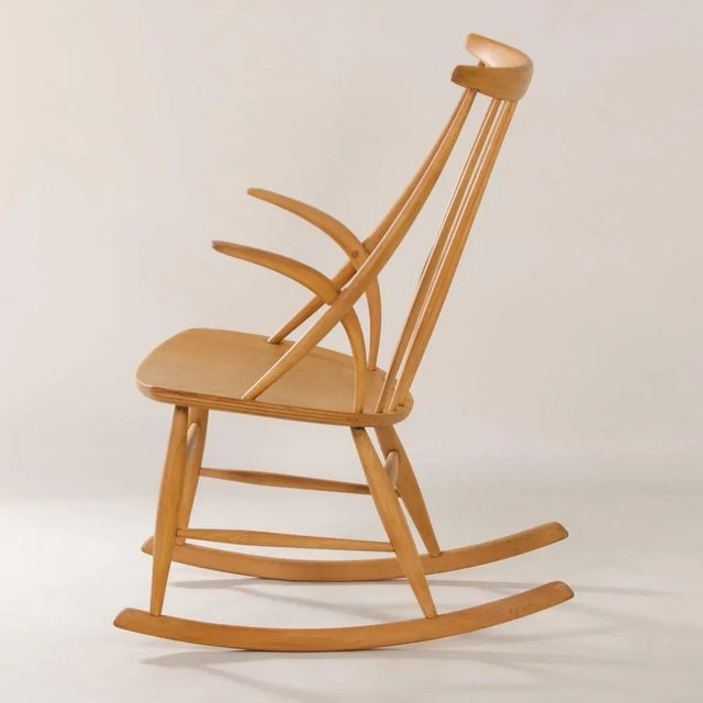 Danish Beech Rocking Chair by Illum Wikelso for Niels Eilsen, 1960s For Sale - Image 11 of 12