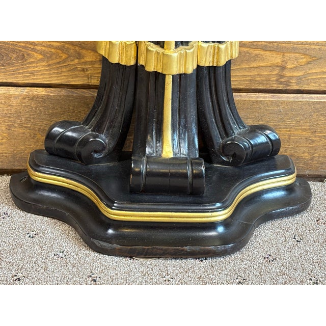 1960s Vintage Hollywood Regency Ebonized Wall Mount Hall Console Table For Sale - Image 5 of 12