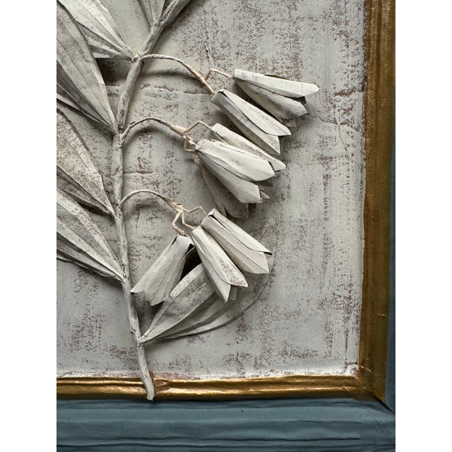 Hand made papier mache three dimensional botanical. Everything is papier mache including the frame.
