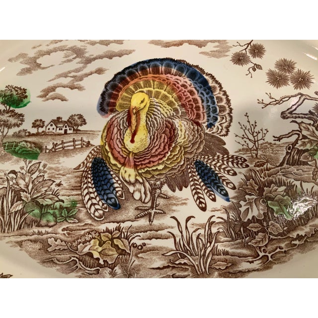 Large Vintage Transfer Ware Turkey Platter For Sale - Image 9 of 10