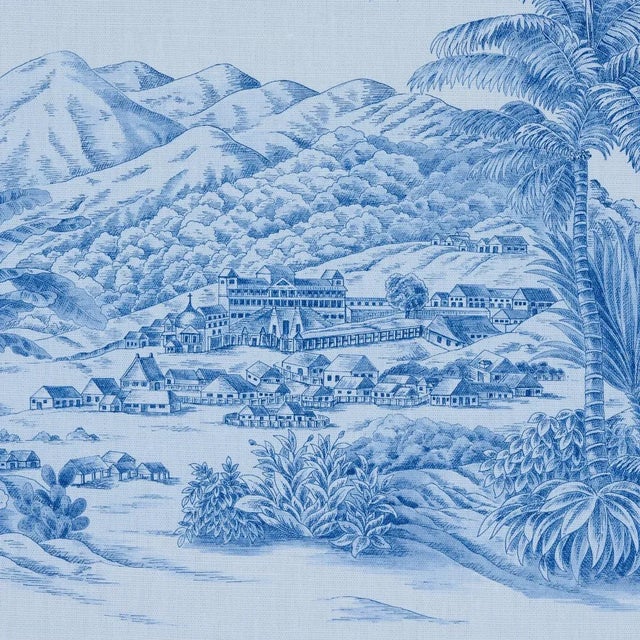 Schumacher Sample - Schumacher x Victor Glemaud Toussaint Toile Fabric in Blue & Sky For Sale - Image 4 of 5