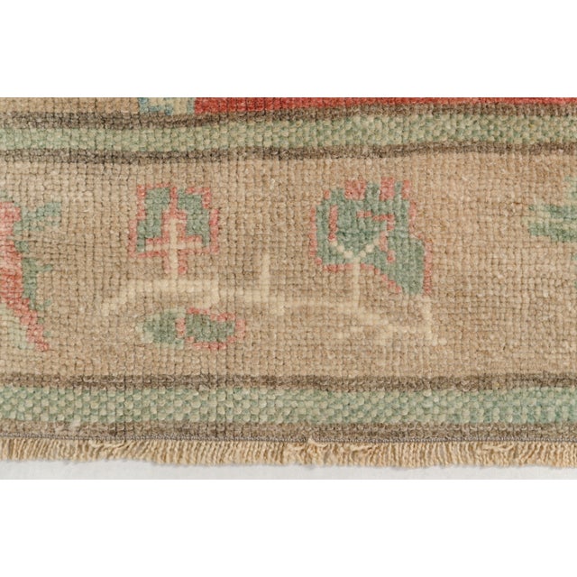 1950s Vintage Turkish Oushak Rug With Pastel Coral Field and Muted Medallion For Sale - Image 5 of 9