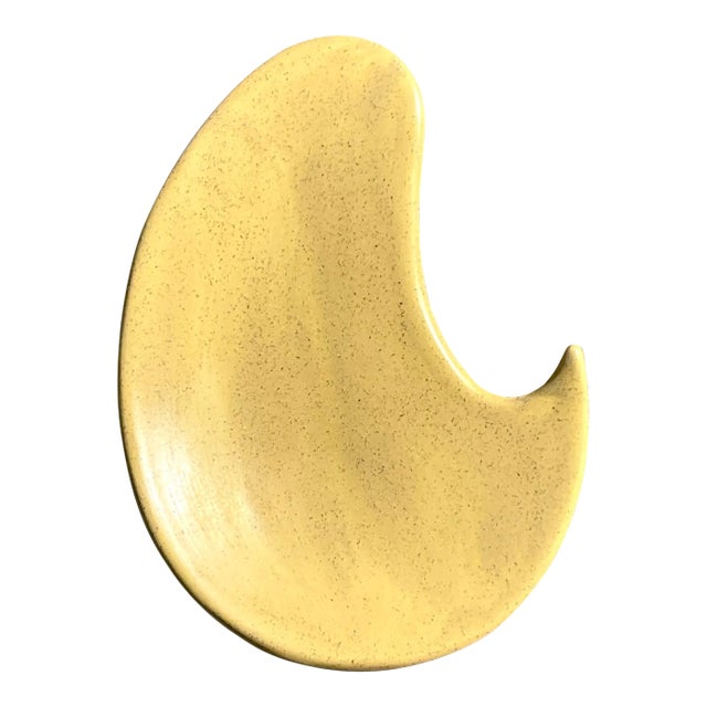 Vintage Boho Biomorphic Glazed Ceramic Platter For Sale