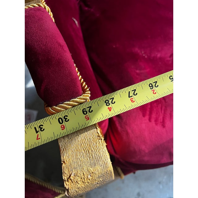 1970s Pair of Gold Trim Red Baroque Porters Chairs For Sale - Image 12 of 12