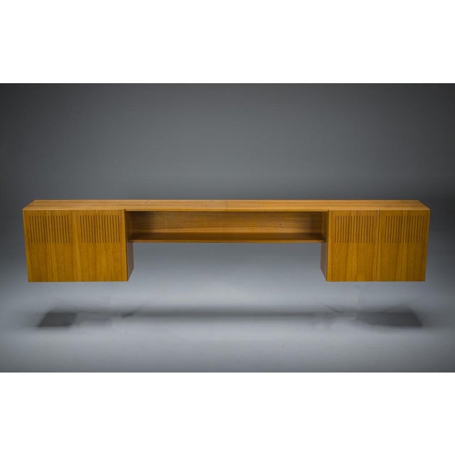 Mid-Century Wall Unit Cabinet and Sideboard in Walunt, 1970s, Set of 2 For Sale - Image 4 of 17