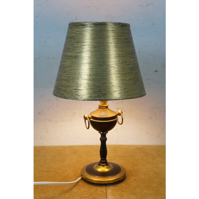 Vintage Black Brass Neoclassical Mantle Urn Boudoir Vanity Table Lamp 15" For Sale - Image 4 of 14