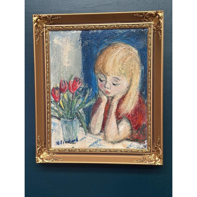 Alf Forslund, Girl in Thought, 1960s, Oil on Canvas, Framed For Sale - Image 14 of 14