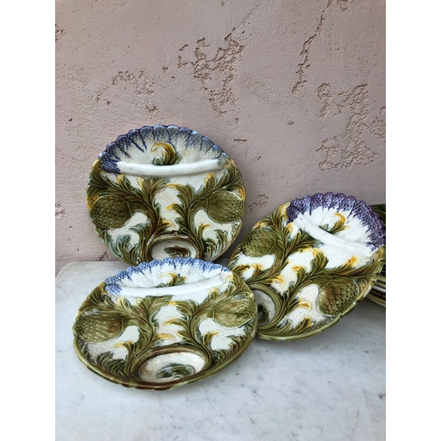 French Majolica asparagus plate Orchies, circa 1890.