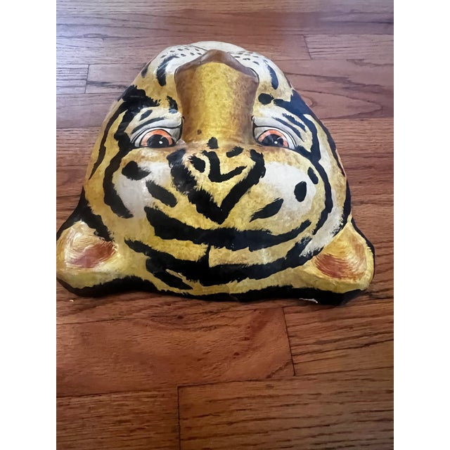 Hollywood Regency 1970s Paper Mache Tiger Head For Sale - Image 3 of 7