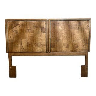 Rare Vintage Burl American of Martinsville MCM Post Modern Queen Headboard 1970s For Sale