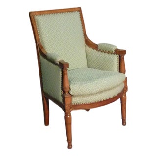 Late 18th Century Petit Bergere, Handcarved Beechwood, New Upholstery For Sale