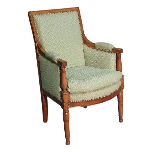 Late 18th Century Petit Bergere, Handcarved Beechwood, New Upholstery For Sale