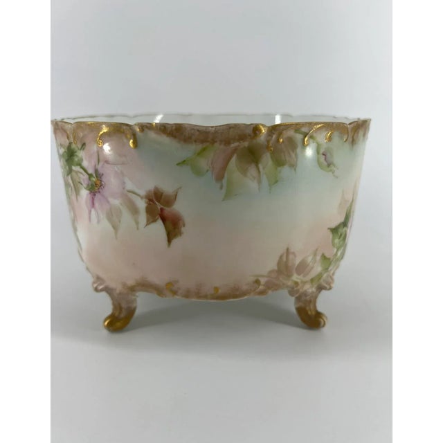 French Antique Limoges Hand-Painted Footed Bowl For Sale - Image 3 of 8