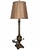 Late 20th Century Neoclassical Bronze-Tone Urn and Column Buffet Lamp With Pleated Brown Shade For Sale - Image 5 of 8