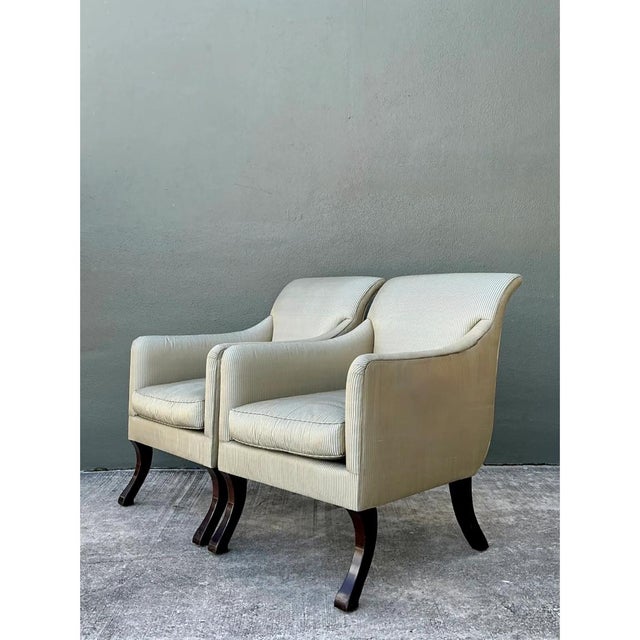 Wood Vintage Rose Tarlow Melrose House “Sabre Leg” Lounge Chairs - A Pair For Sale - Image 7 of 12