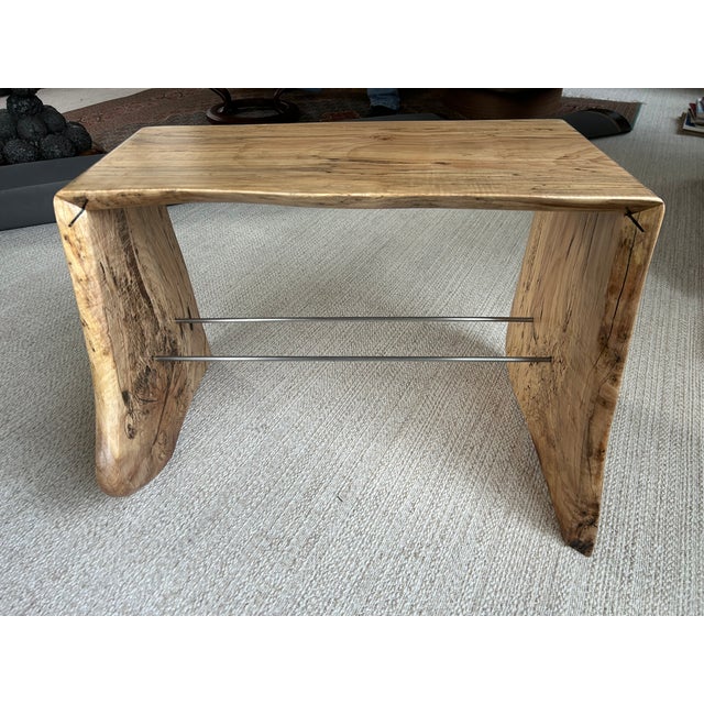 One of a Kind Natural Edge Spaltted Maple Waterfall Bench For Sale - Image 17 of 17
