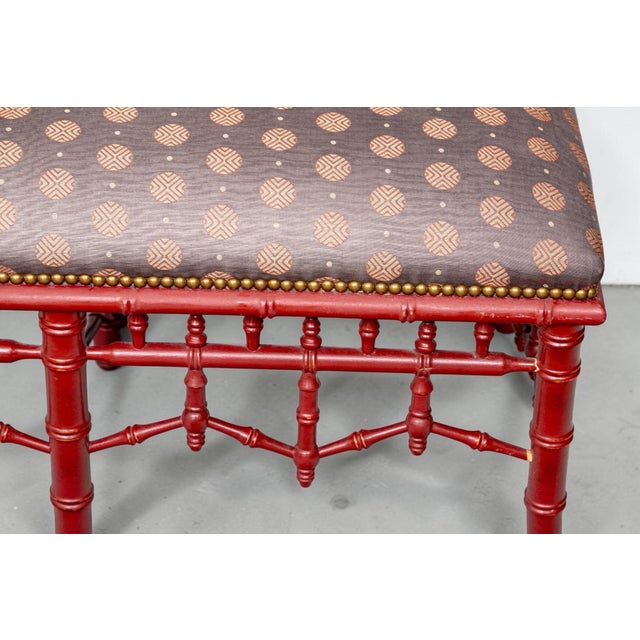Late 20th Century Vintage Faux Bamboo Pagoda Bench For Sale - Image 5 of 8