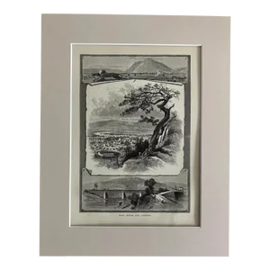 Antique 1874 Wood Engraving, "Port Jervis and Vicinity " NY in 11x14 Mat