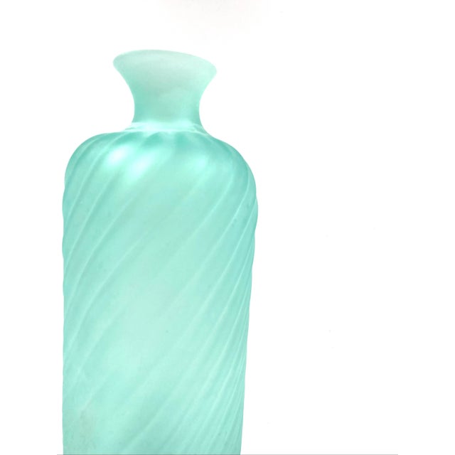 1970s Gino Cenedese Aqua Green Murano Frosted Glass Vase For Sale - Image 6 of 9