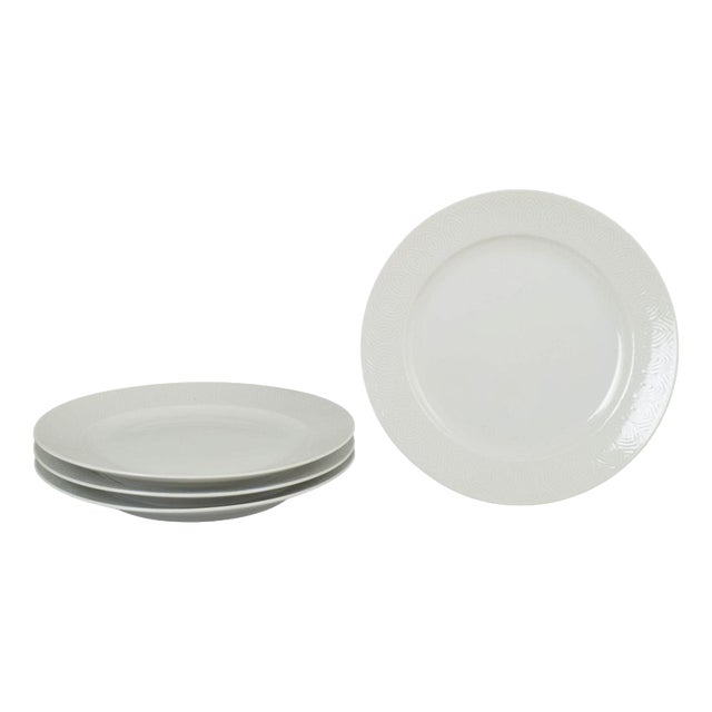 Porcelain Dinner Plates by Axel Salto for Royal Copenhagen, 1970s, Set of 4 For Sale