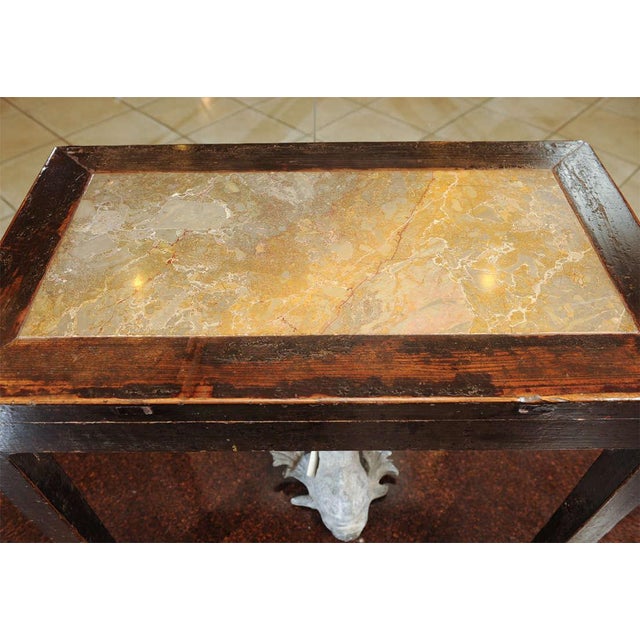 1720s Chinese Lacquered Elm and Stone Wine Table For Sale - Image 4 of 6