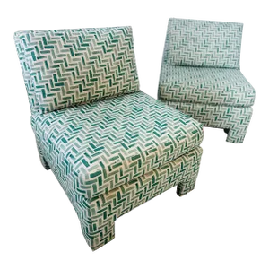 Vintage Pair of Slipper Chairs, Reupholstered