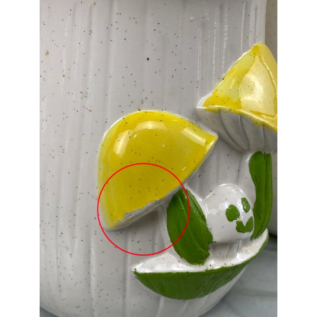 Ceramic Mid-Century Porcelain Yellow Mushroom Kitchen Canisters - a Pair For Sale - Image 7 of 9