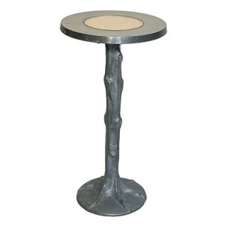 1970s Vintage Drink Table Solid Cast Aluminum Tree Trunk Design For Sale